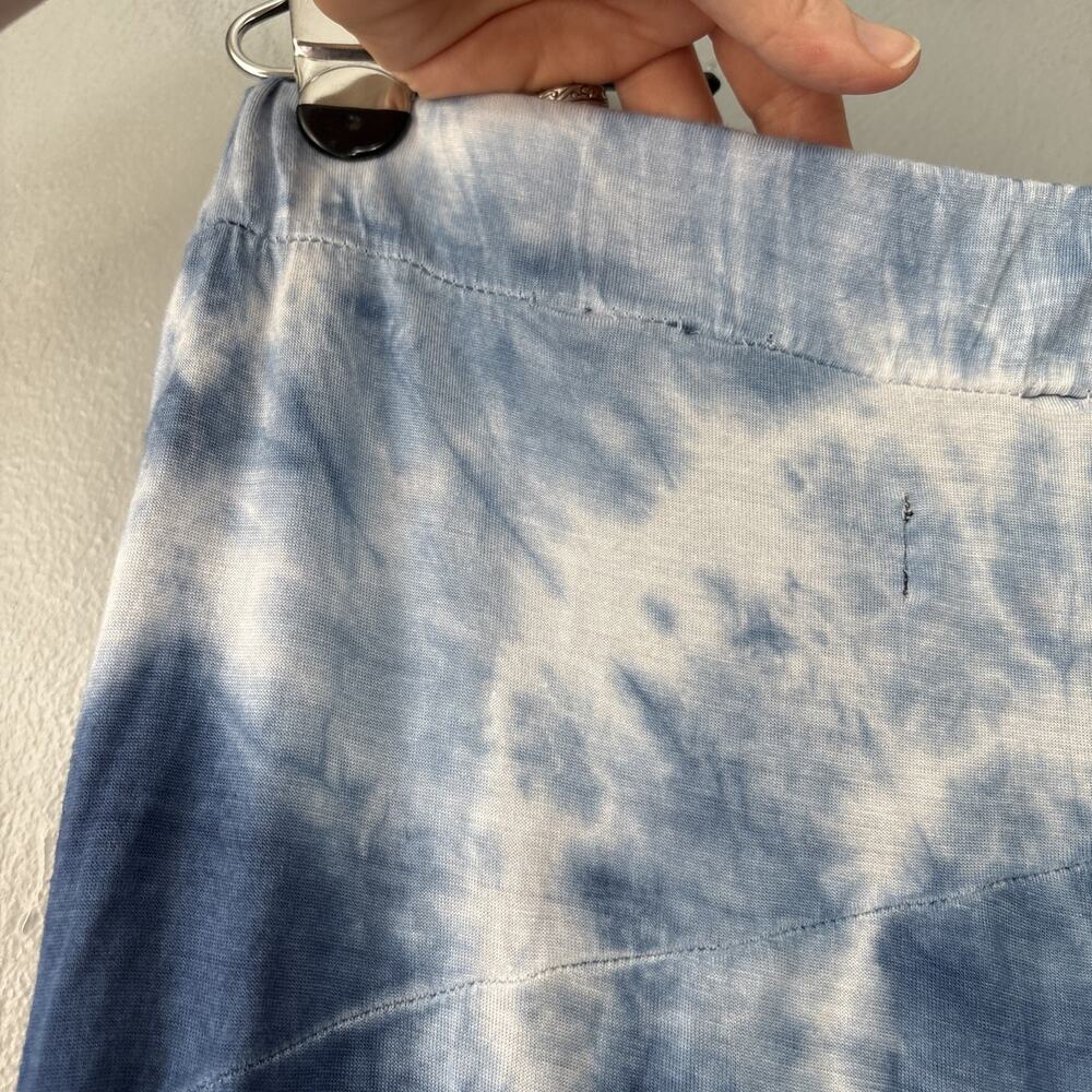 Tie Dye Flare Maxi Skirt Size Large Blue White Jersey Knit Festival Hippie Y2K - Picture 5 of 12